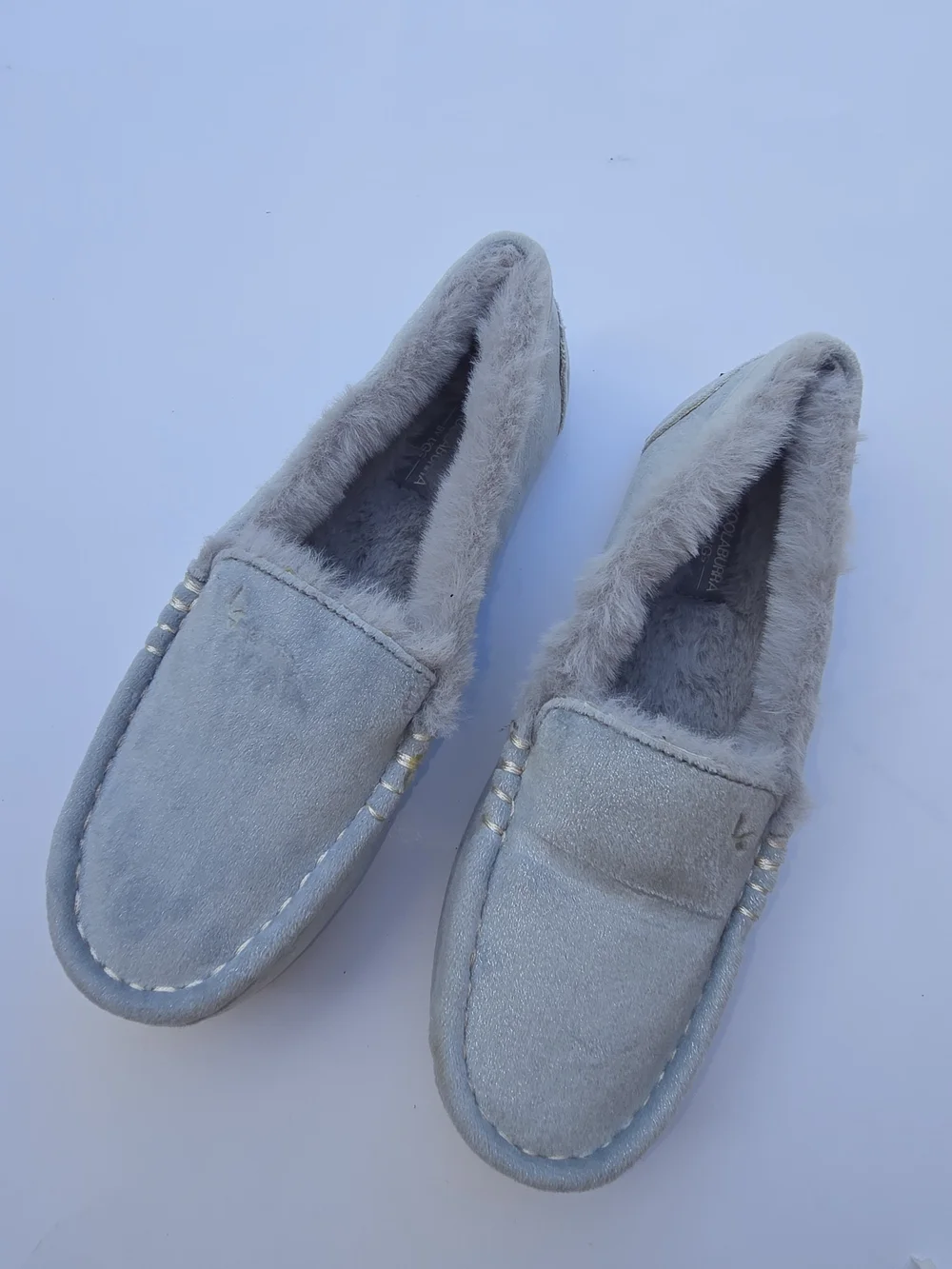 Koolaburra ByUGG Kids Faux-Fur Lined Slip-On Suede Moccasin Loafers - Light Blue